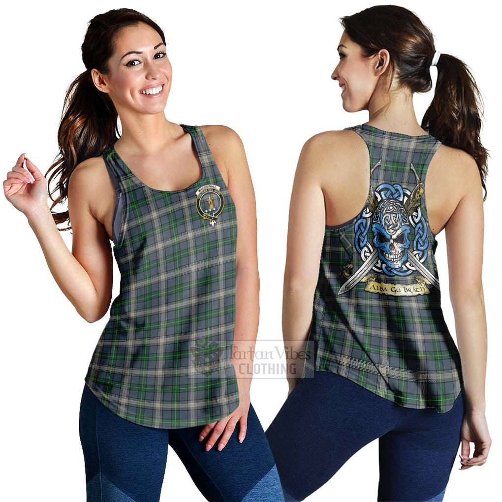 Tartan Vibes Clothing MacDowall (McDowall) Tartan Women's Racerback Tanks with Family Crest Celtic Skull Style