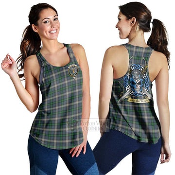 MacDowall (McDowall) Tartan Women's Racerback Tanks with Family Crest Celtic Skull Style