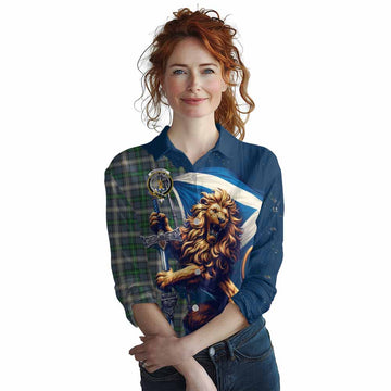 MacDowall (McDowall) Tartan Family Crest Women's Casual Shirt with Scottish Majestic Lion