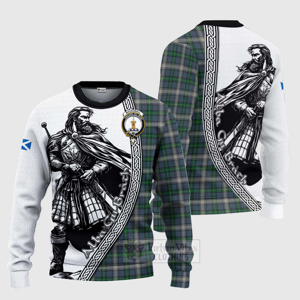 Tartan Vibes Clothing MacDowall (McDowall) Tartan Clan Crest Knitted Sweater with Highlander Warrior Celtic Style