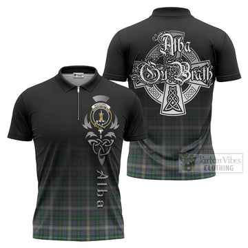 MacDowall (McDowall) Tartan Zipper Polo Shirt Featuring Alba Gu Brath Family Crest Celtic Inspired