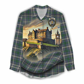 MacDowall (McDowall) Tartan Family Crest Women's Casual Shirt with Scottish Ancient Castle Style Female - Tartan Vibes Clothing