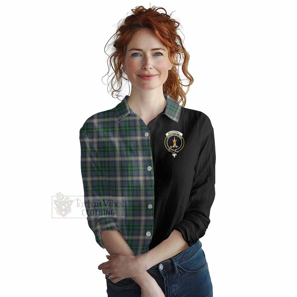 Tartan Vibes Clothing MacDowall (McDowall) Tartan Women's Casual Shirt with Family Crest and Half Of Me Style