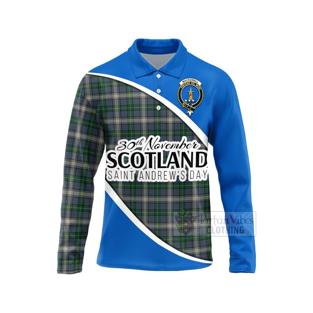 Tartan Vibes Clothing MacDowall (McDowall) Family Crest Tartan Long Sleeve Polo Shirt Celebrate Saint Andrew's Day in Style