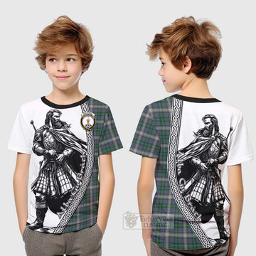 MacDowall (McDowall) Tartan Clan Crest Kid T-Shirt with Highlander Warrior Celtic Style