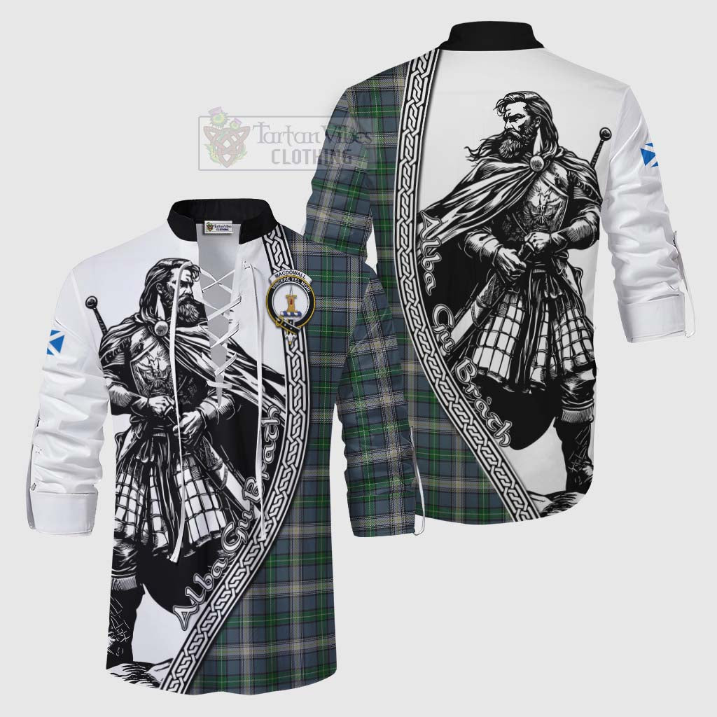 Tartan Vibes Clothing MacDowall (McDowall) Tartan Clan Crest Ghillie Kilt Shirt with Highlander Warrior Celtic Style