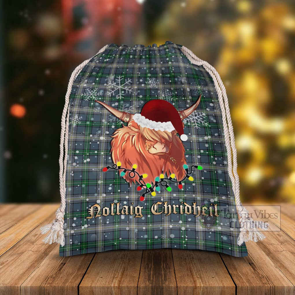 Tartan Vibes Clothing MacDowall (McDowall) Tartan Christmas Santa's Bag with Highland Cow