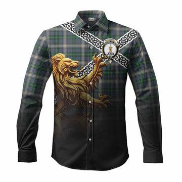 MacDowall (McDowall) Crest Tartan Long Sleeve Button Shirt with Golden Lion Emblem Celtic Style Men's Shirt S - Tartan Vibes Clothing