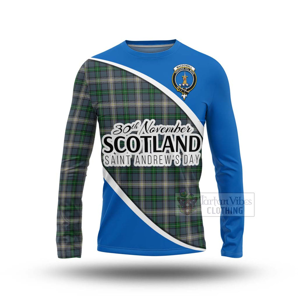 Tartan Vibes Clothing MacDowall (McDowall) Family Crest Tartan Long Sleeve T-Shirt Celebrate Saint Andrew's Day in Style