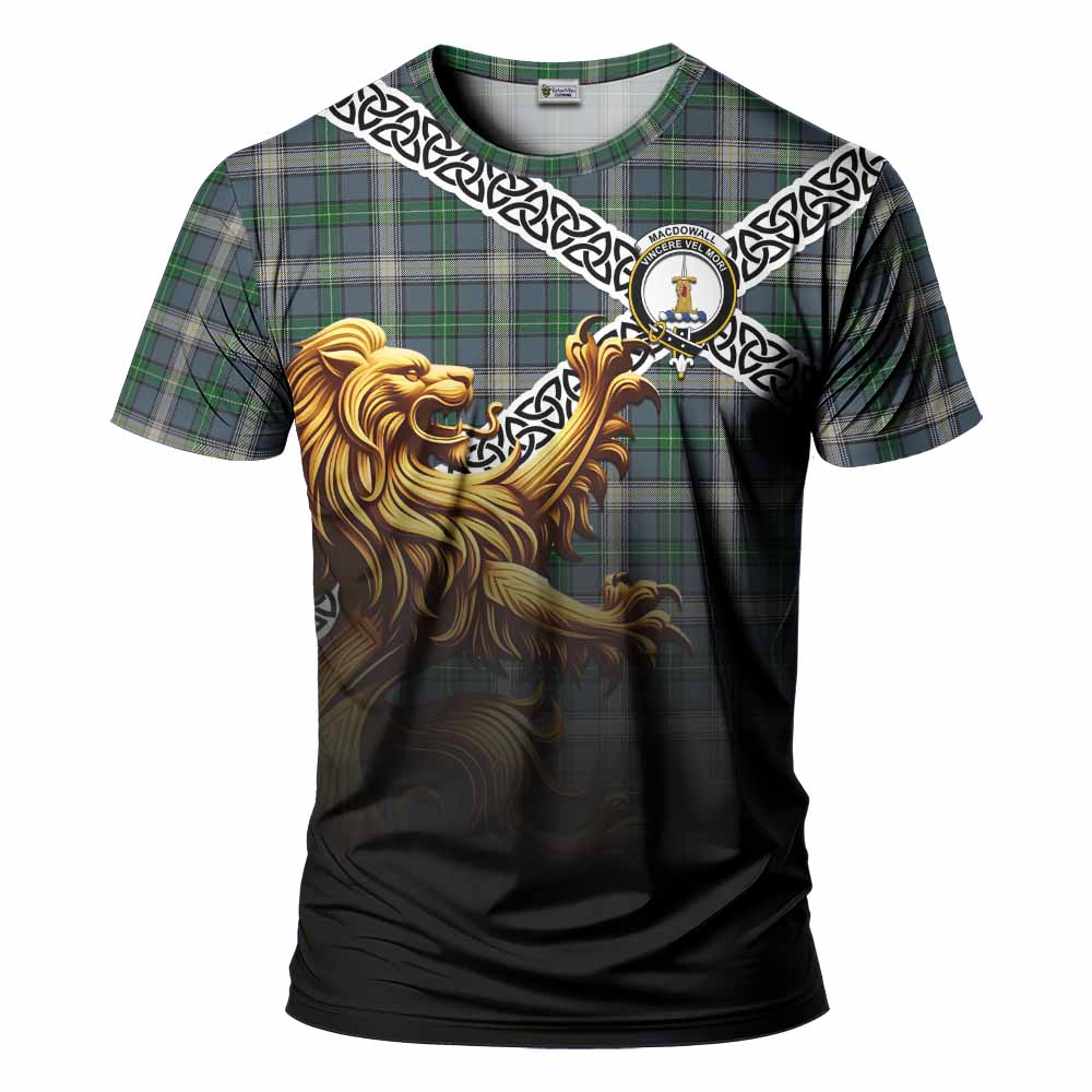 MacDowall (McDowall) Crest Tartan T-Shirt with Golden Lion Emblem Celtic Style Kid's Shirt - Tartan Vibes Clothing