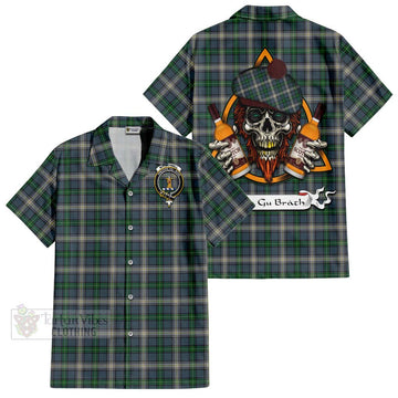 MacDowall (McDowall) Tartan Hawaiian Shirt with Family Crest and Bearded Skull Holding Bottles of Whiskey Kid - Tartan Vibes Clothing