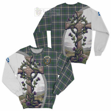 MacDowall (McDowall) Tartan Sweatshirt with Family Crest and St. Andrew's Cross Accented by Thistle Vines Unisex - Tartan Vibes Clothing