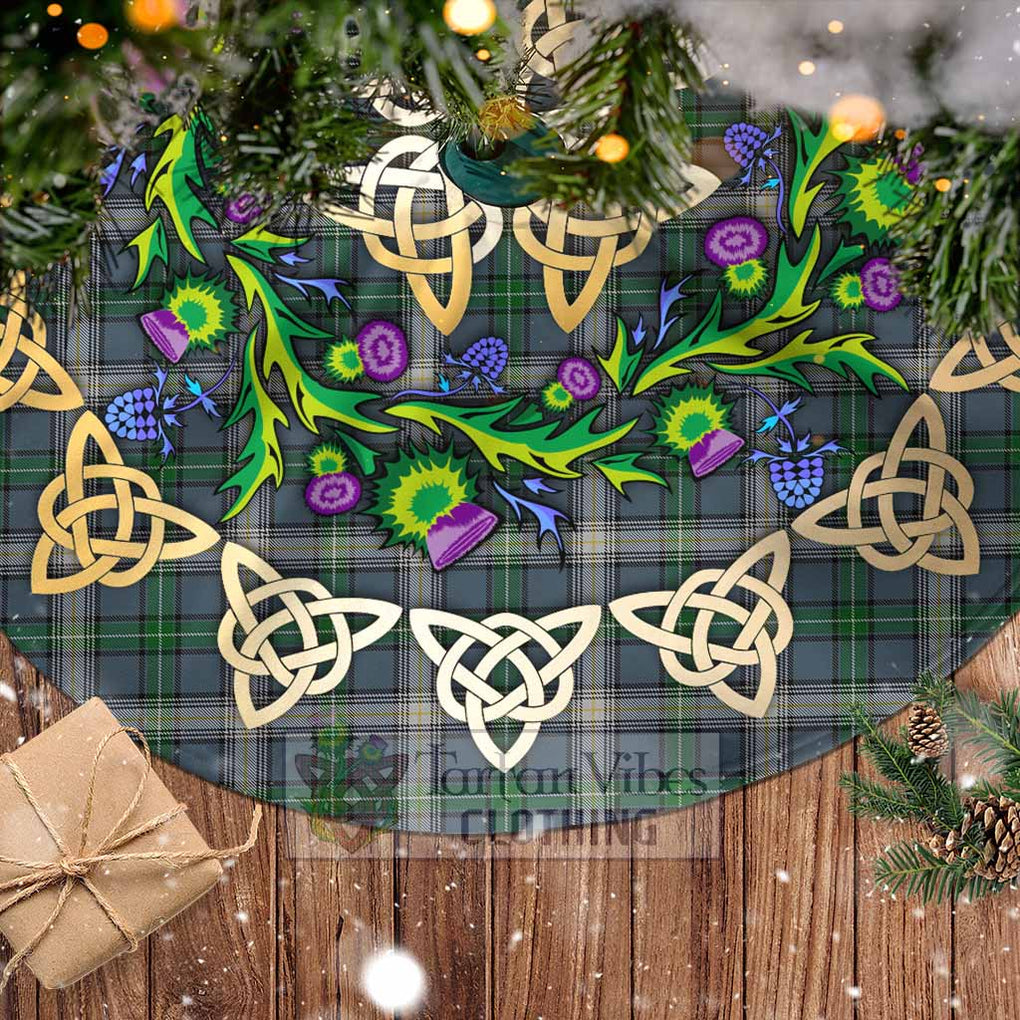 Tartan Vibes Clothing MacDowall (McDowall) Tartan Christmas Tree Skirt with Thistle Celtic Knot Style