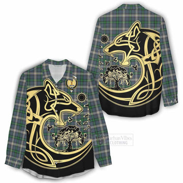 MacDowall (McDowall) Tartan Women's Casual Shirt with Family Crest Celtic Wolf Style