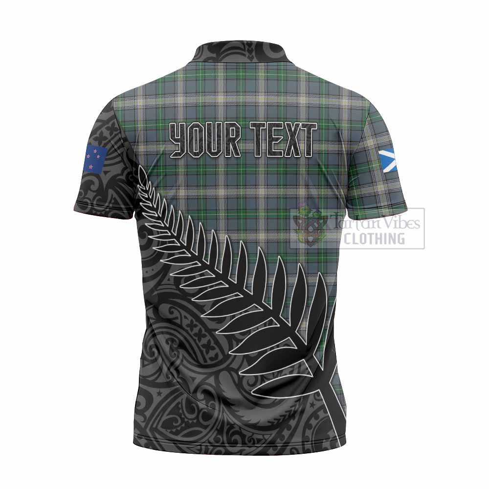 Tartan Vibes Clothing MacDowall (McDowall) Crest Tartan Zipper Polo Shirt with New Zealand Silver Fern Half Style