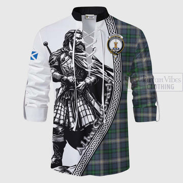 MacDowall (McDowall) Tartan Clan Crest Ghillie Kilt Shirt with Highlander Warrior Celtic Style