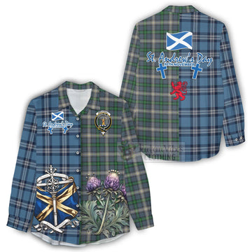 MacDowall (McDowall) Tartan Women's Casual Shirt Happy St. Andrew's Day Half Tartan Style