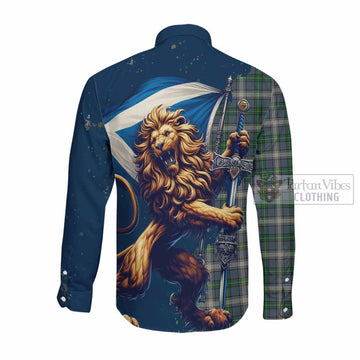 MacDowall (McDowall) Tartan Family Crest Long Sleeve Button Shirt with Scottish Majestic Lion Men's Shirt - Tartan Vibes Clothing