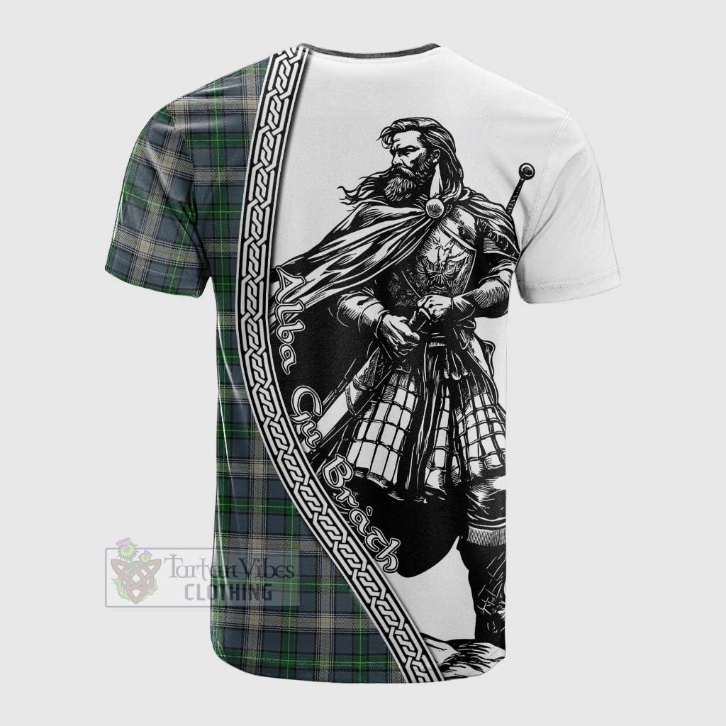 Tartan Vibes Clothing MacDowall (McDowall) Tartan Clan Crest Cotton T-shirt with Highlander Warrior Celtic Style