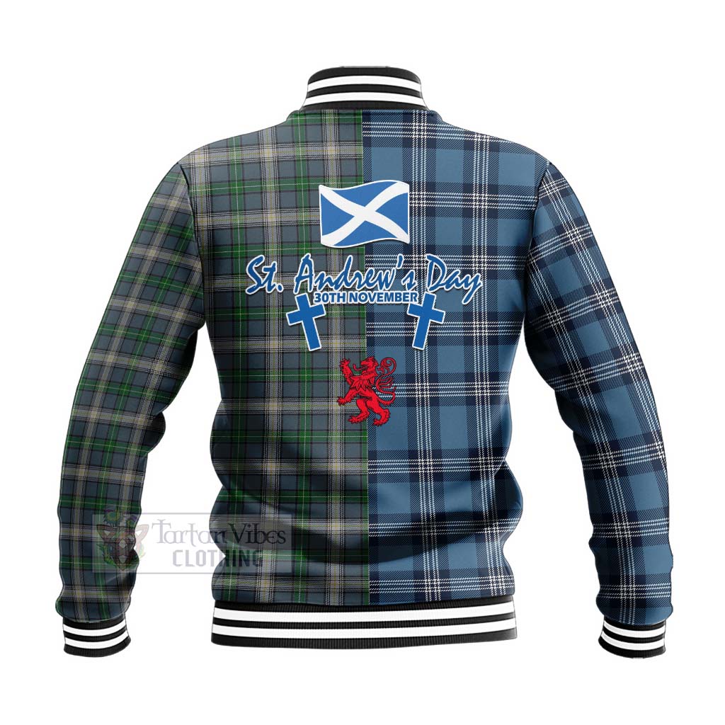 Tartan Vibes Clothing MacDowall (McDowall) Tartan Baseball Jacket Happy St. Andrew's Day Half Tartan Style