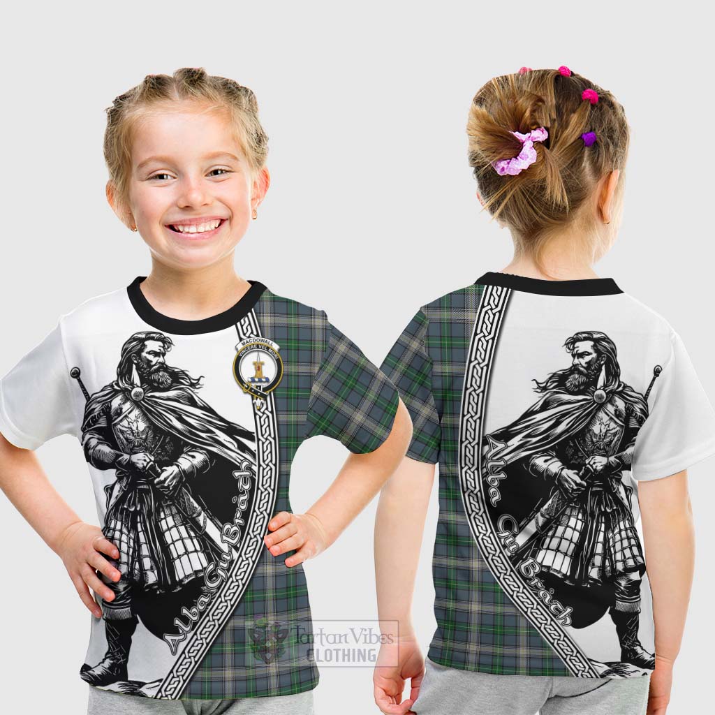 Tartan Vibes Clothing MacDowall (McDowall) Tartan Clan Crest Kid T-Shirt with Highlander Warrior Celtic Style