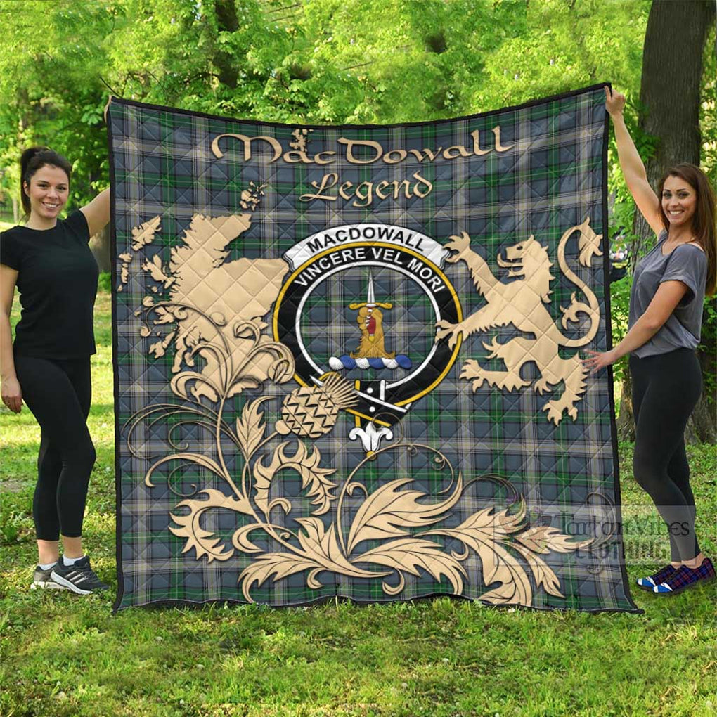 MacDowall (McDowall) Tartan Quilt with Family Crest and Scottish Symbol Style - Tartan Vibes Clothing