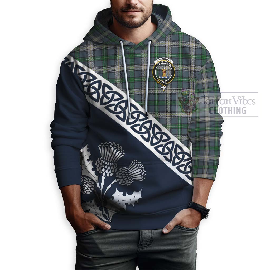 Tartan Vibes Clothing MacDowall (McDowall) Tartan Hoodie Featuring Thistle and Scotland Map