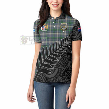 MacDowall (McDowall) Crest Tartan Women's Polo Shirt with New Zealand Silver Fern Half Style - Tartan Vibes Clothing