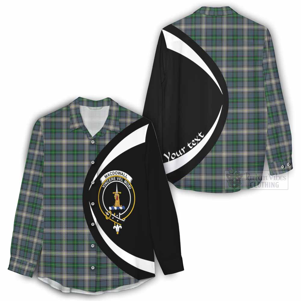 Tartan Vibes Clothing MacDowall (McDowall) Tartan Women's Casual Shirt with Family Crest Circle Style