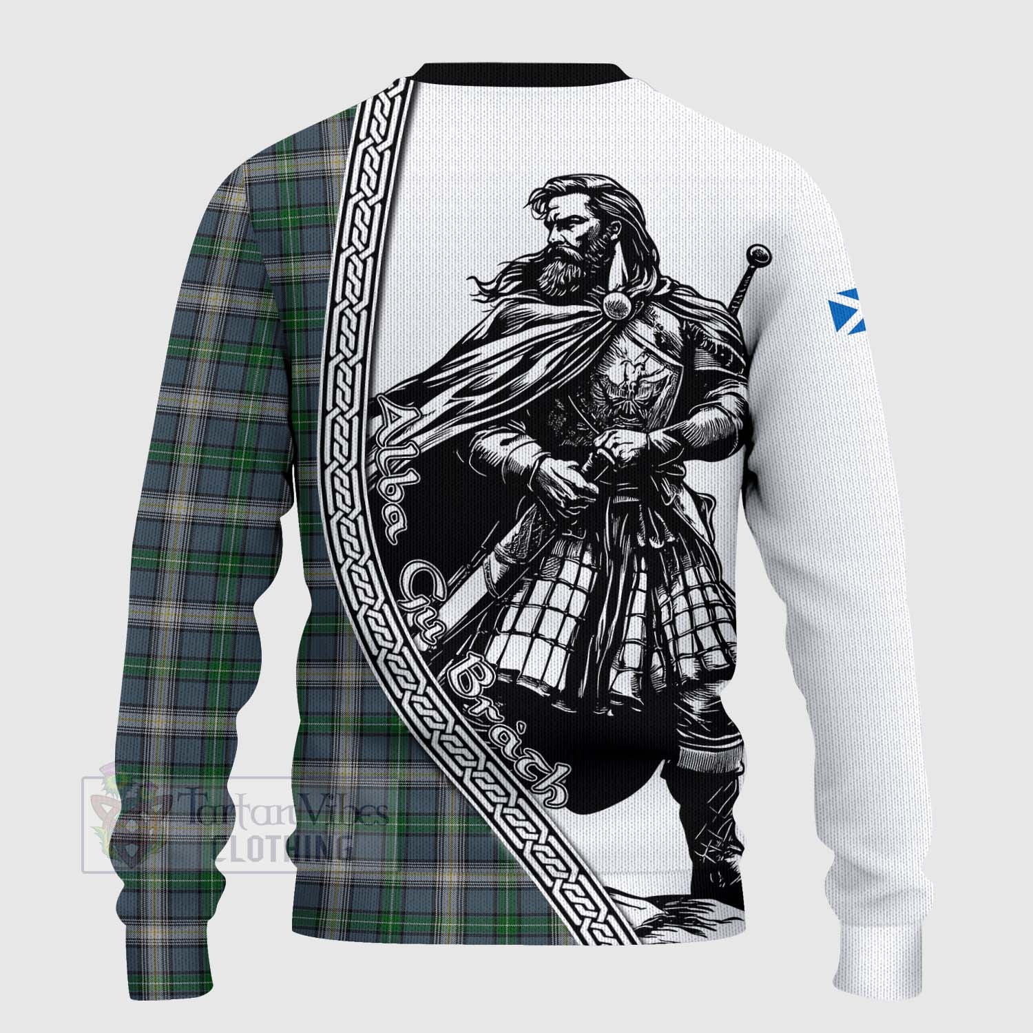 Tartan Vibes Clothing MacDowall (McDowall) Tartan Clan Crest Knitted Sweater with Highlander Warrior Celtic Style