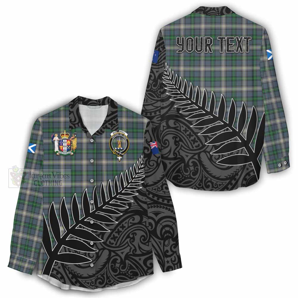 Tartan Vibes Clothing MacDowall (McDowall) Crest Tartan Women's Casual Shirt with New Zealand Silver Fern Half Style