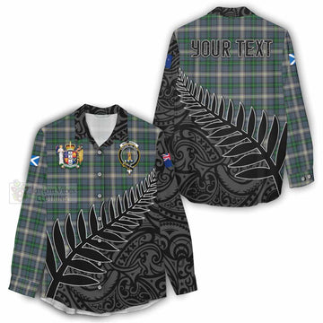 MacDowall (McDowall) Crest Tartan Women's Casual Shirt with New Zealand Silver Fern Half Style