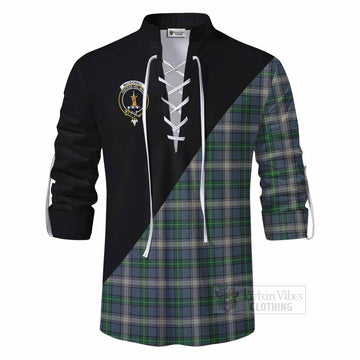 MacDowall (McDowall) Tartan Ghillie Kilt Shirt with Family Crest and Military Logo Style - Tartan Vibes Clothing