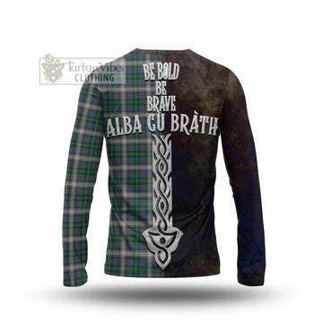 MacDowall (McDowall) Tartan Family Crest Long Sleeve T-Shirt Alba Gu Brath Be Brave Lion Ancient Style - Tartan Vibes Clothing