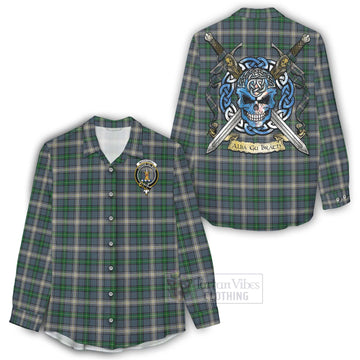 MacDowall (McDowall) Tartan Women's Casual Shirt with Family Crest Celtic Skull Style