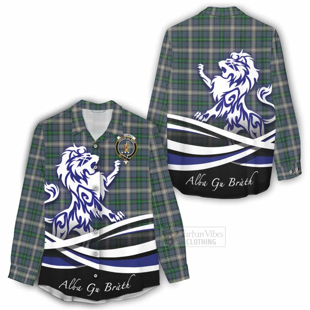 Tartan Vibes Clothing MacDowall (McDowall) Tartan Women's Casual Shirt with Alba Gu Brath Regal Lion Emblem