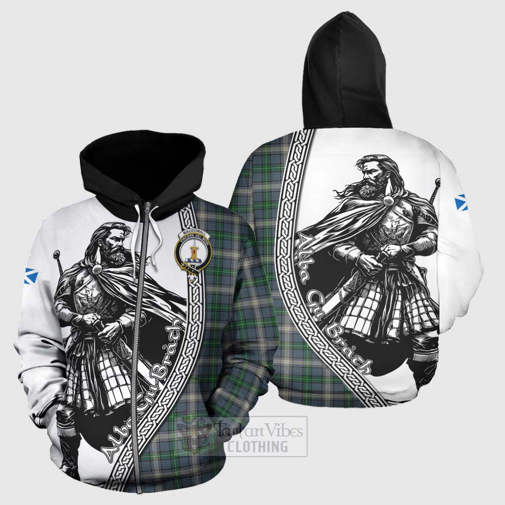 Tartan Vibes Clothing MacDowall (McDowall) Tartan Clan Crest Hoodie with Highlander Warrior Celtic Style