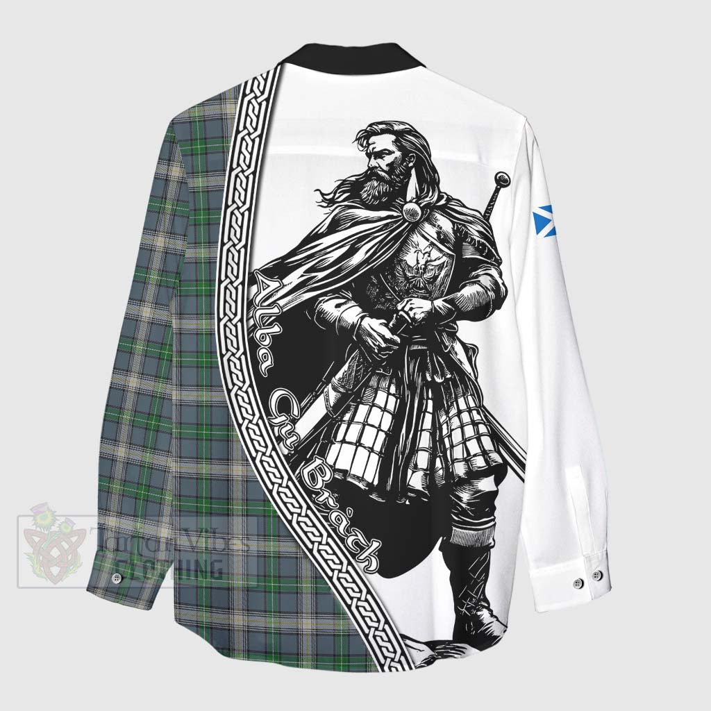 Tartan Vibes Clothing MacDowall (McDowall) Tartan Clan Crest Women's Casual Shirt with Highlander Warrior Celtic Style