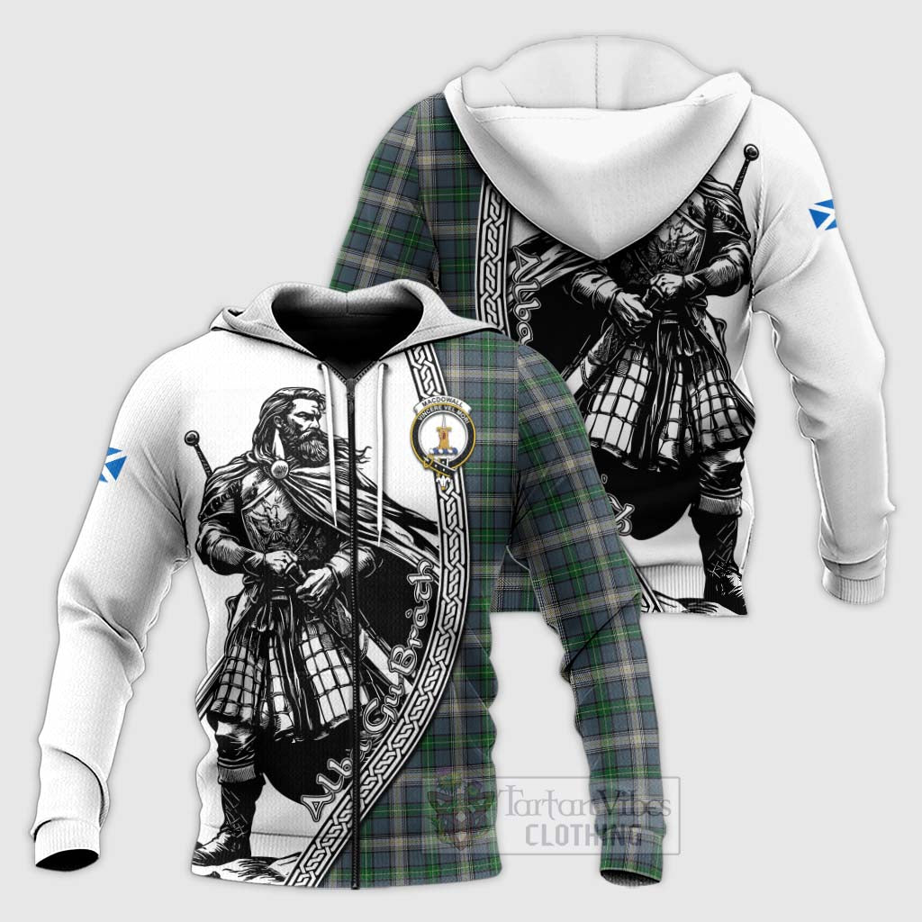 Tartan Vibes Clothing MacDowall (McDowall) Tartan Clan Crest Knitted Hoodie with Highlander Warrior Celtic Style