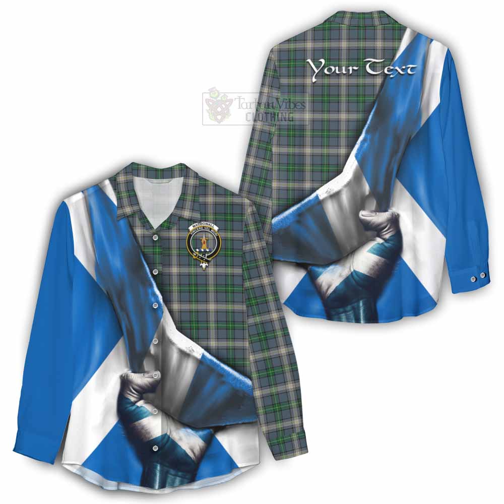 Tartan Vibes Clothing MacDowall (McDowall) Tartan Women's Casual Shirt with Family Crest Scotland Patriotic Style