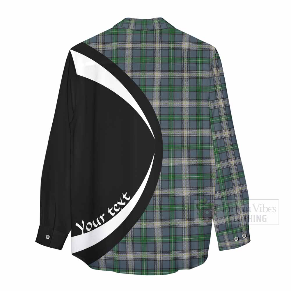 Tartan Vibes Clothing MacDowall (McDowall) Tartan Women's Casual Shirt with Family Crest Circle Style