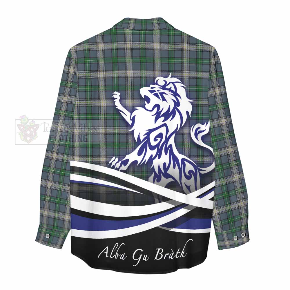 Tartan Vibes Clothing MacDowall (McDowall) Tartan Women's Casual Shirt with Alba Gu Brath Regal Lion Emblem