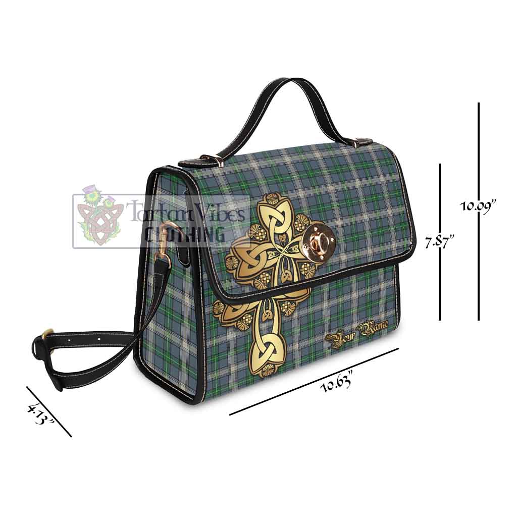 MacDowall (McDowall) Tartan Waterproof Canvas Bag Golden Thistle Celtic Cross Style - Tartan Vibes Clothing
