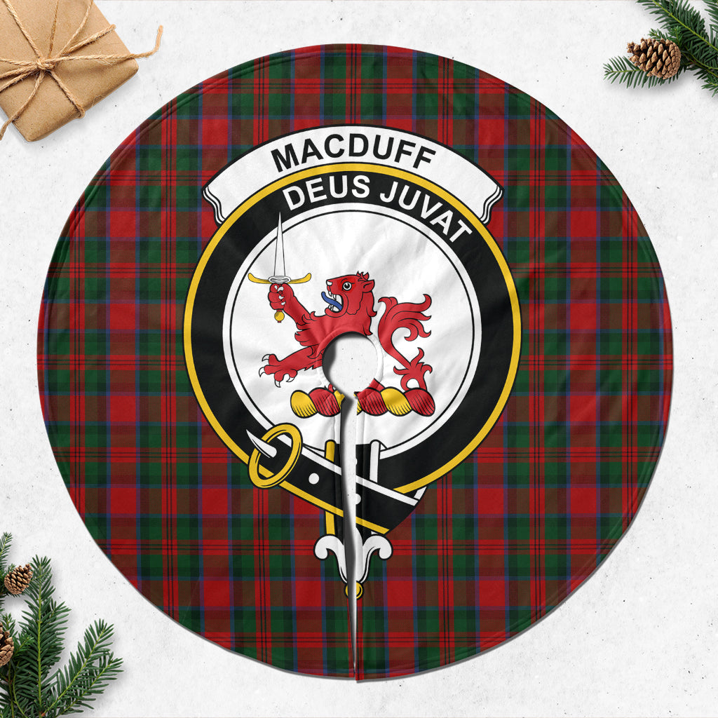 MacDuff Tartan Christmas Tree Skirt with Family Crest - Tartanvibesclothing