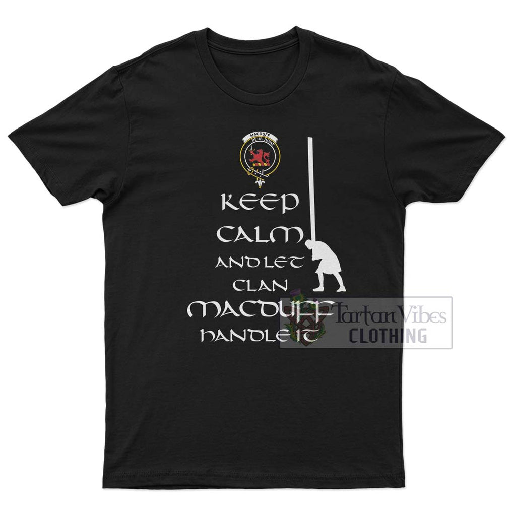 MacDuff (McDuff) Clan Men's T-Shirt: Keep Calm and Let the Clan Handle It Caber Toss Highland Games Style White - 2D-tartanvibesclothing