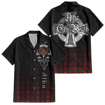 MacDuff (McDuff) Tartan Short Sleeve Button Up Shirt Featuring Alba Gu Brath Family Crest Celtic Inspired