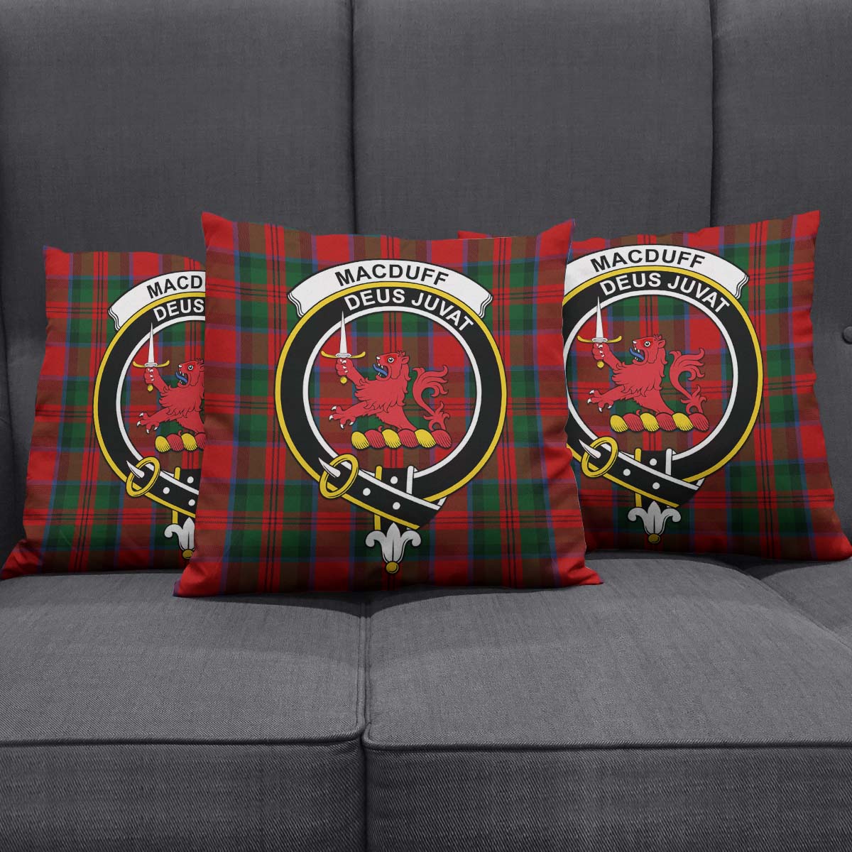 MacDuff Tartan Pillow Cover with Family Crest Square Pillow Cover - Tartanvibesclothing