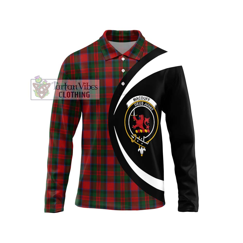 MacDuff (McDuff) Tartan Long Sleeve Polo Shirt with Family Crest Circle Style Unisex - Tartan Vibes Clothing