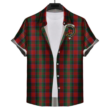 MacDuff (McDuff) Tartan Short Sleeve Button Down Shirt with Family Crest