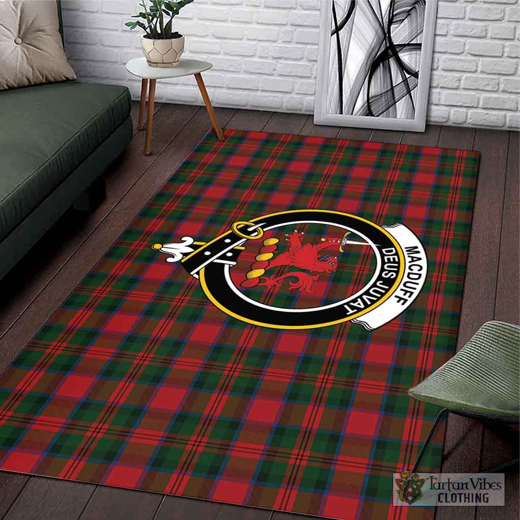 Tartan Vibes Clothing MacDuff Tartan Area Rug with Family Crest